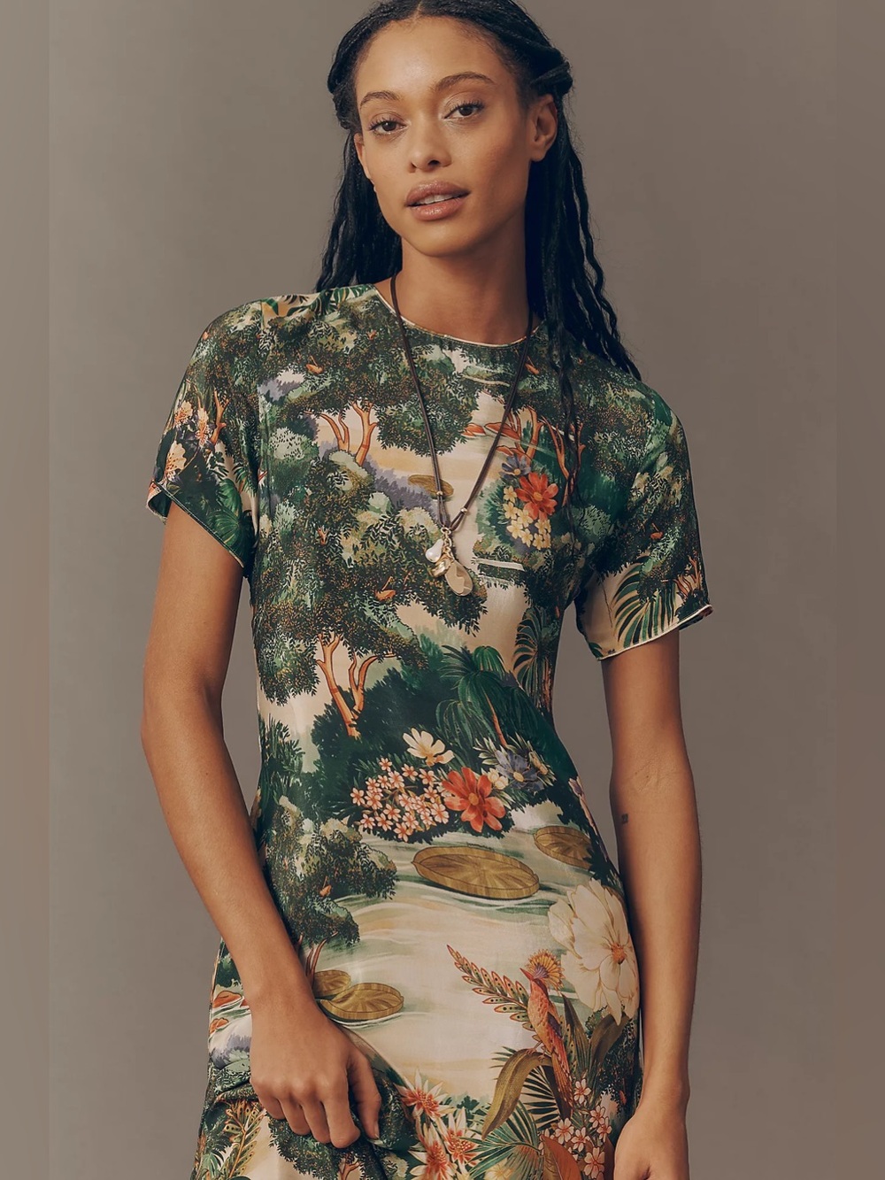 Farm Rio: ORIENTAL GARDEN MULTICOLOR
SHORT SLEEVE MAXI DRESS - Picture 3 of 11